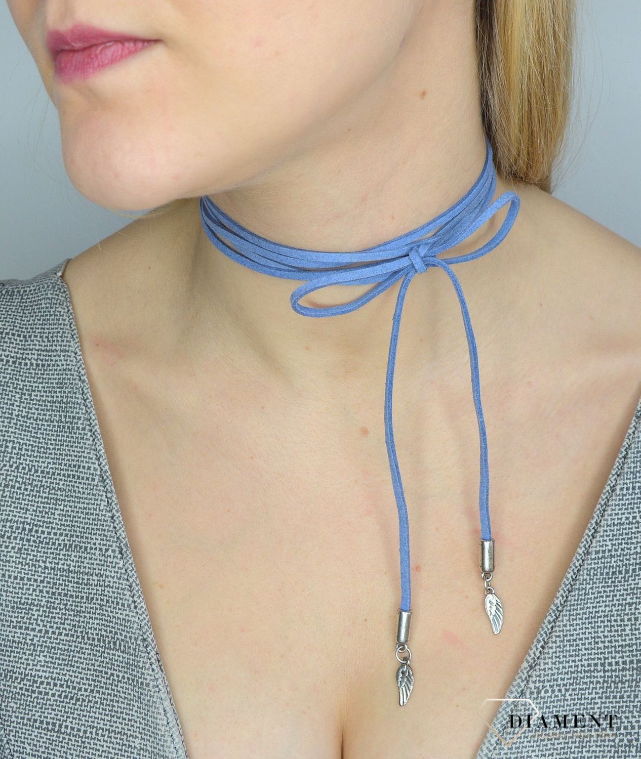 Naszyjnik choker damski niebieski By Dziubeka skrzydełka NIL2004✓Biżuteria damska.jpg